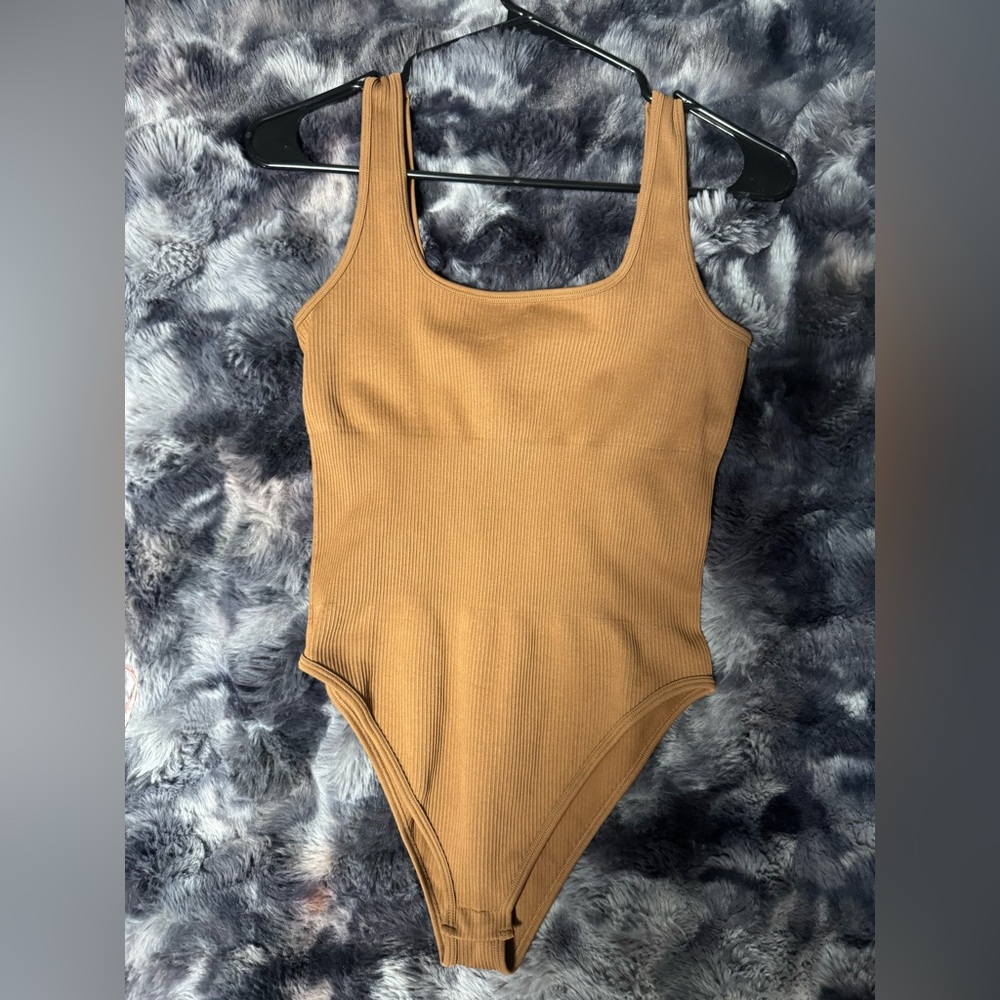 OQQ Brown Ribbed Bodysuit